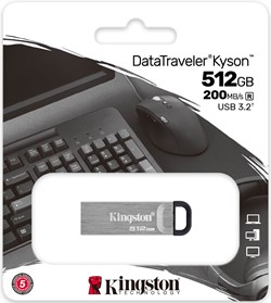 Kingston | USB Stick | 512 GB | USB 3.2 Gen-1 | Datatraveler Kyson | 200R/60W | Metal