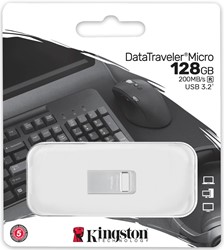Kingston | USB Stick | 128 GB | USB 3.2 Gen-1 | Datatraveler Small | 200R | Metal