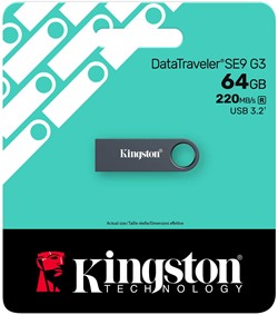 Kingston | USB Stick | 64 GB | USB 3.2 Gen-1 | DataTraveler SE9 G3 | 220R/100W | Metal | Donker nikkel