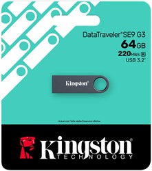 Kingston | USB Stick | 64 GB | USB 3.2 Gen-1 | DataTraveler SE9 G3 | 220R/100W | Metal | Donker nikkel