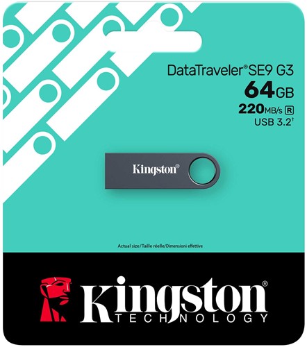 Kingston | USB Stick | 64 GB | USB 3.2 Gen-1 | DataTraveler SE9 G3 | 220R/100W | Metal | Donker nikkel