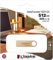 Kingston | USB Stick | 512 GB | USB 3.2 Gen-1 | DataTraveler SE9 G3 | 220R/100W | Metal | Gold