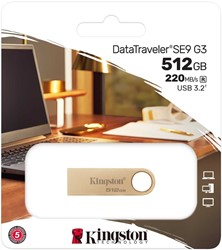 Kingston | USB Stick | 512 GB | USB 3.2 Gen-1 | DataTraveler SE9 G3 | 220R/100W | Metal | Gold