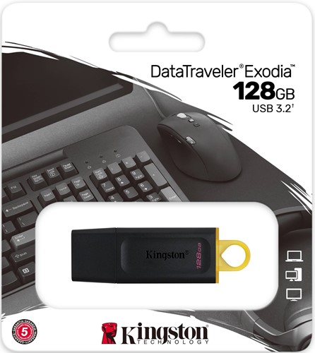 Kingston | USB Stick | 128 GB | USB 3.2 Gen-1 | DataTravler Exodia | Zwart-Geel