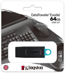 Kingston | USB Stick | 64 GB | USB 3.2 Gen-1 | DataTravler Exodia | Zwart-Groen