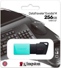 Kingston | USB Stick | 256 GB | USB 3.2 Gen-1 | DataTravler Exodia M | Slider | Zwart-Groen