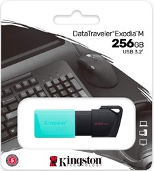 Kingston | USB Stick | 256 GB | USB 3.2 Gen-1 | DataTravler Exodia M | Slider | Zwart-Groen