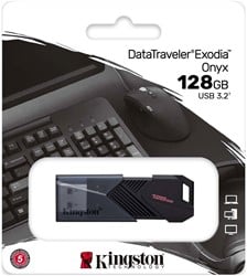 Kingston | USB Stick | 128 GB | USB 3.2 Gen-1 | DataTravler Exodia | Onyx | Slider | Zwart