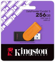 Kingston | USB Stick | 256 GB | USB 3.2 Gen-1 | DataTravler Exodia S | Zwart-Oranje