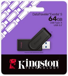 Kingston | USB Stick | 64 GB | USB 3.2 Gen-1 | DataTravler Exodia S | Zwart