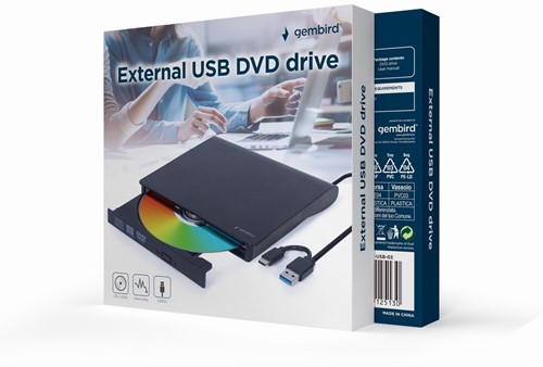 Gembird | CD - DVD Brander | USB-A + USB-C 3.1 | Slimline-2