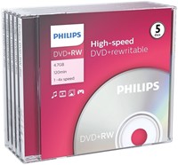 Philips | DVD-RW | 4.7 GB | 5 stuks