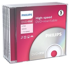 Philips | DVD-RW | 4.7 GB | 5 stuks