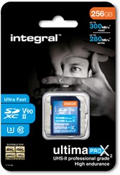 Integral | SDXC | 256 GB | UHS-2 | U3 | V90 | Lezen 300 MB/s  | Schrijven 280 MB/s | High Speed | UltimaPro X2