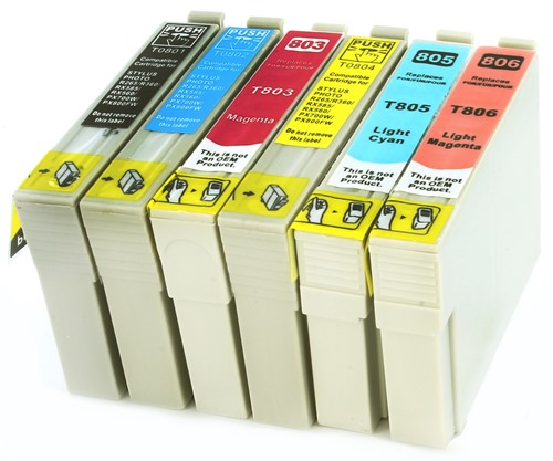T080 | 6 Pack | Huismerk | Cartridges voor Epson