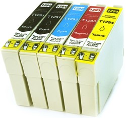 T129 | 5 Pack | Huismerk | Cartridges voor Epson