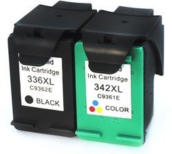 336 | 342 | 2 Pack | Huismerk | Cartridges voor HP