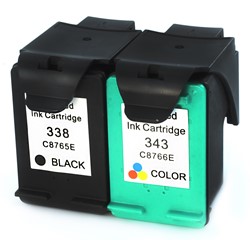 338 | 343 | 2 Pack | Huismerk | Cartridges voor HP