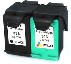 338 | 343 | 2 Pack | Huismerk | Cartridges voor HP