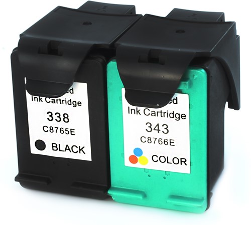 338 | 343 | 2 Pack | Huismerk | Cartridges voor HP