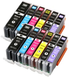 PGI-580 XXL | CLI-581 XXL | 12 Pack | Huismerk | Cartridges voor Canon