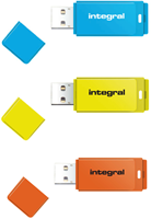 Integral | USB stick | 128 GB | USB 2.0 | Neon | 3 Pack
