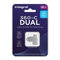 Integral | USB Stick | 32 GB | USB-C | USB 3.0 | Dual | 360° | Lezen 70 MB/s | Schrijven 20 MB/s