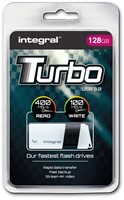 Integral | USB Stick | 128 GB | USB 3.2 | Lezen 400 MB/s | Schrijven 100 MB/s | Turbo | Wit