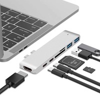 Hub | USB C Adapter | HDMI 4K Ultra HD | 2x USB-C | SD & Micro SD Kaartlezers -|2x USB 3.0 | Geschikt voor MacBook Pro/ MacBook Air 