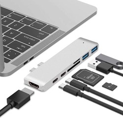 Hub | USB C Adapter | HDMI 4K Ultra HD | 2x USB-C | SD & Micro SD Kaartlezers -|2x USB 3.0 | Geschikt voor MacBook Pro/ MacBook Air 