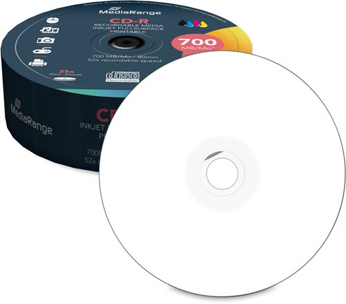 MediaRange | CD-R | 700 MB | Inkjet Printable | 25 Stuks