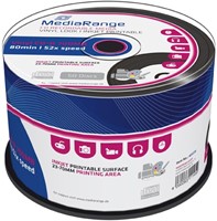 MediaRange | CD-R | 700 MB | Inkjet Printable | Black Vinyl | 50 Stuks