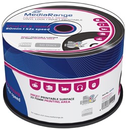 MediaRange | CD-R | 700 MB | Inkjet Printable | Black Vinyl | 50 Stuks