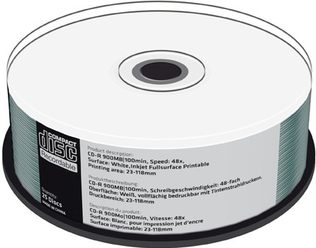 MediaRange | CD-R | 900 MB | Inkjet Printable | 25 Stuks