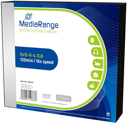 MediaRange | DVD-R | 4.7 GB | 5 Stuks