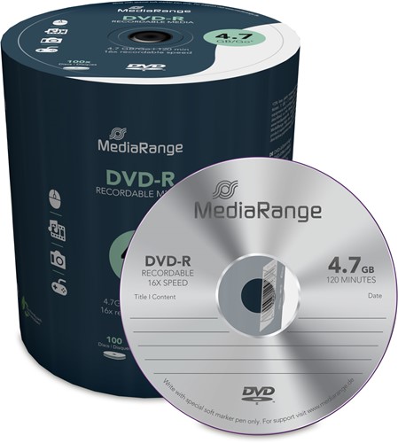 MediaRange | DVD-R | 4.7 GB | 100 Stuks