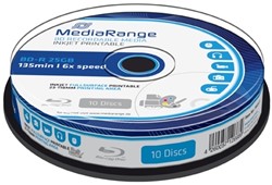 MediaRange | BD-R | 25 GB | Full-printable | 6x Speed | Cakebox | 10 Stuks