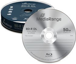 MediaRange | BD-R | DL | 50 GB | 6x Speed | Cakebox | 10 Stuks