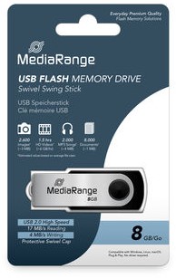 MediaRange | USB Stick | 8 GB | USB 2.0 | Twister | Zwart-2