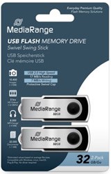 MediaRange | USB Stick | 32 GB | USB 2.0 | Twister | Zwart | 2 Stuks