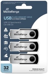 MediaRange | USB Stick | 32 GB | USB 2.0 | Twister | Zwart | 3 Stuks