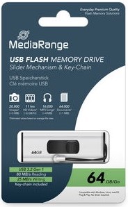 MediaRange | USB Stick | 64 GB | USB 3.0 | Slider | Aluminium kleur