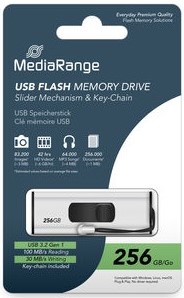 MediaRange | USB Stick | 256 GB | USB 3.0 | Slider | Aluminium kleur