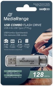MediaRange | USB Stick | 128 GB | USB 3.2 Gen 1 | USB-A + USB-C | 200R/150W