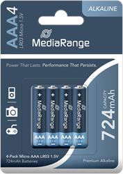 MediaRange | Batterijen | Alkaline | AAA | LR03 | 4 Stuks