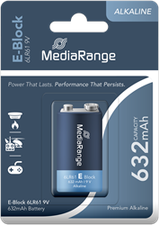 MediaRange | Batterijen | Alkaline | 9V | 6LR61 | 1 Stuk