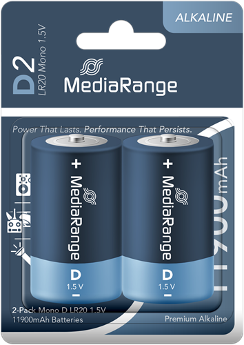 MediaRange | Batterijen | Alkaline | D | LR20 | 2 Stuks