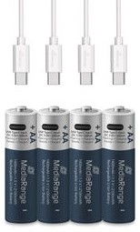 MediaRange | Batterijen | Rechargeable | USB-C oplaadbaar | AAA | LR03 | 500mAh | 4 Stuks-2