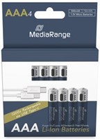 MediaRange | Batterijen | Rechargeable | USB-C oplaadbaar | AAA | LR03 | 500mAh | 4 Stuks