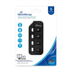 MediaRange | Hub | 4-Poorts | USB 3.0 | Aan/Uit Knop